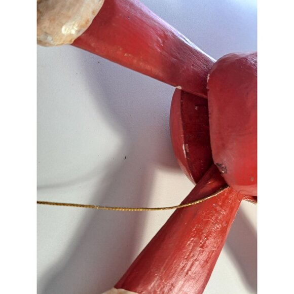 Vintage Santa Claus Wooden Ornament With Moving Limbs & Gold Star Collectible - Picture 7 of 7